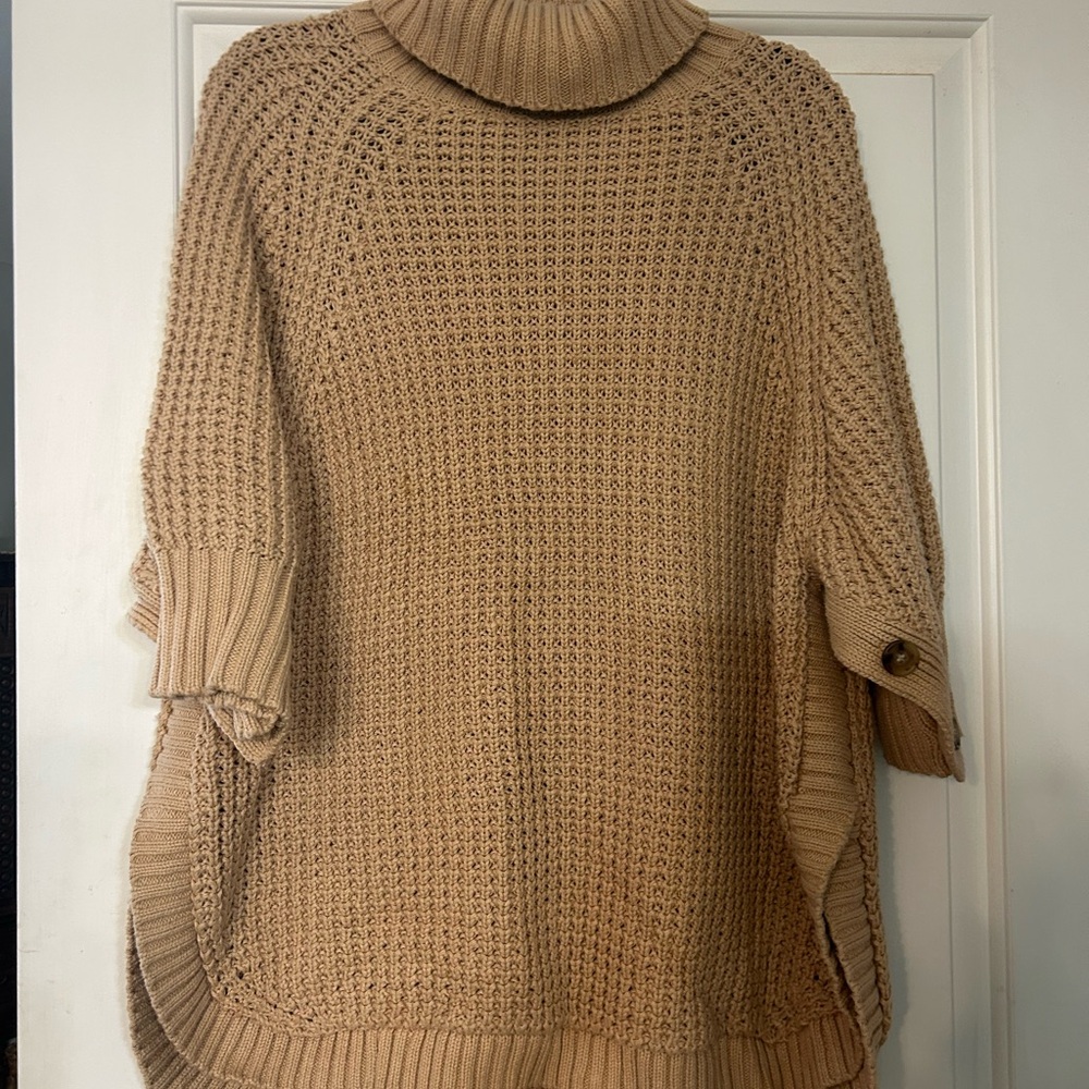 J. Crew Tan Cowl Neck Sweater with Chunky Knit